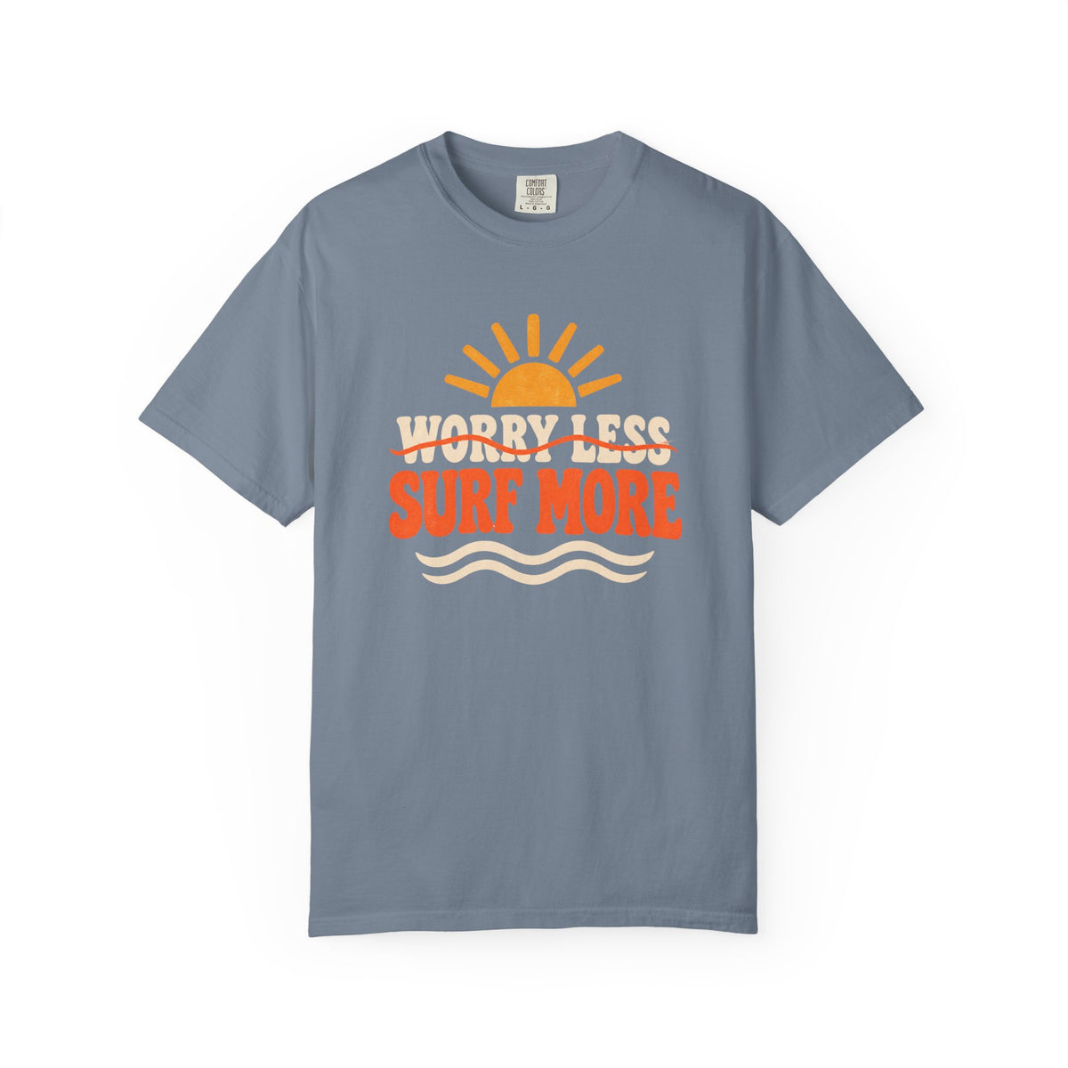 Worry Less Surf More Tee | Retro Sun Wave Shirt | Funny Surf T-Shirt | Comfort Colors Gift