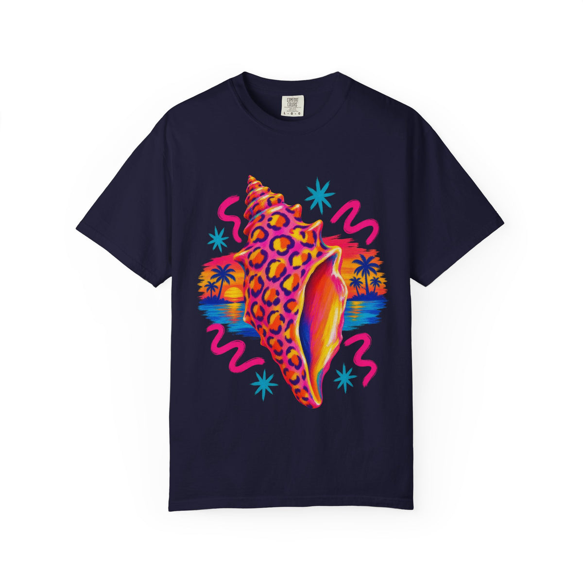 Leopard Conch Shell Shirt | Neon Sunset Beach Tee | Comfort Colors T-Shirt