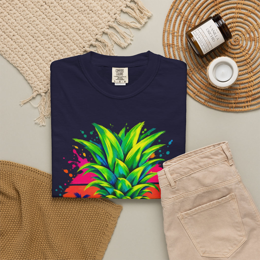 Neon Leopard Pineapple Shirt | Tropical Pineapple Sunset Tee | Comfort Colors T-Shirt
