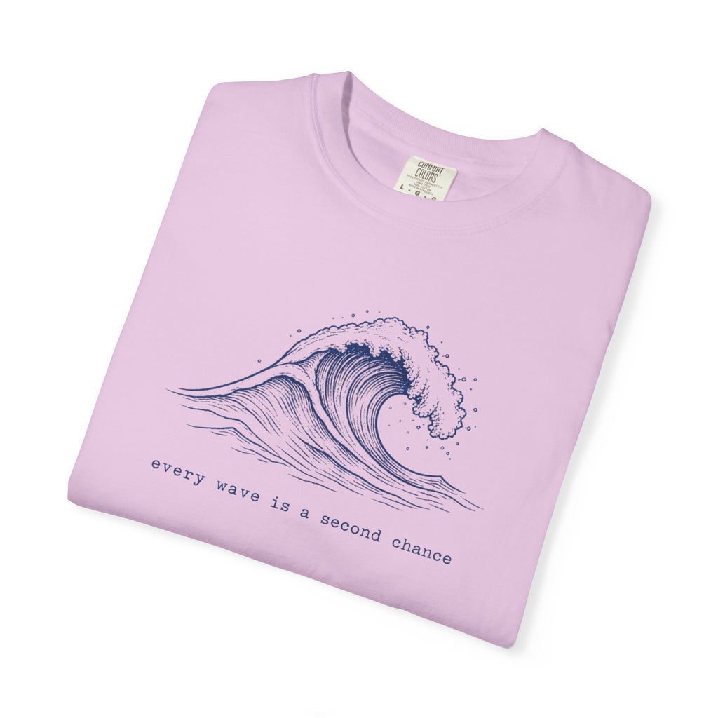 Every Wave Is A Second Chance Tee | Japanese Wave Ink Art Shirt | Inspirational Surf T-Shirt | Comfort Colors