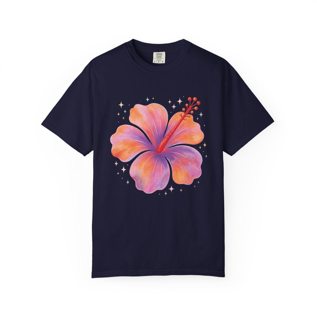 Pastel Hibiscus Tee | Sparkly Tropical Flower Shirt | Dreamy Hibiscus Graphic T-Shirt | Comfort Colors