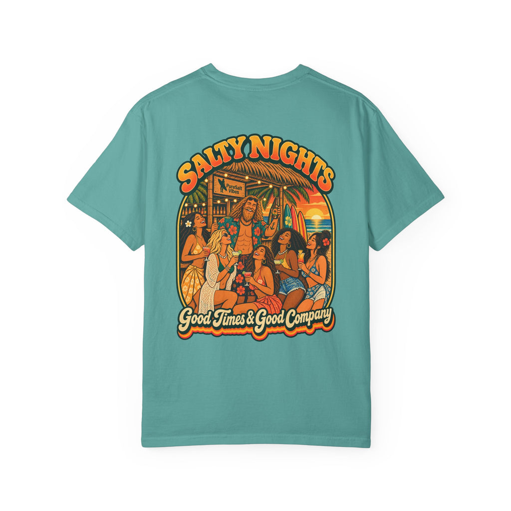 Salty Nights T-Shirt — "Good Times & Good Company" Beach Sunset Graphic Tee