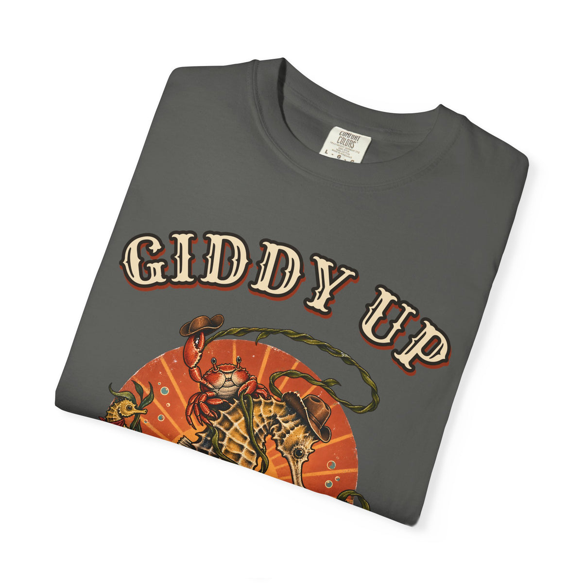 Giddy Up Sea Rodeo Shirt | Seahorse Cowboy Bootleg Tee | Comfort Colors T-Shirt
