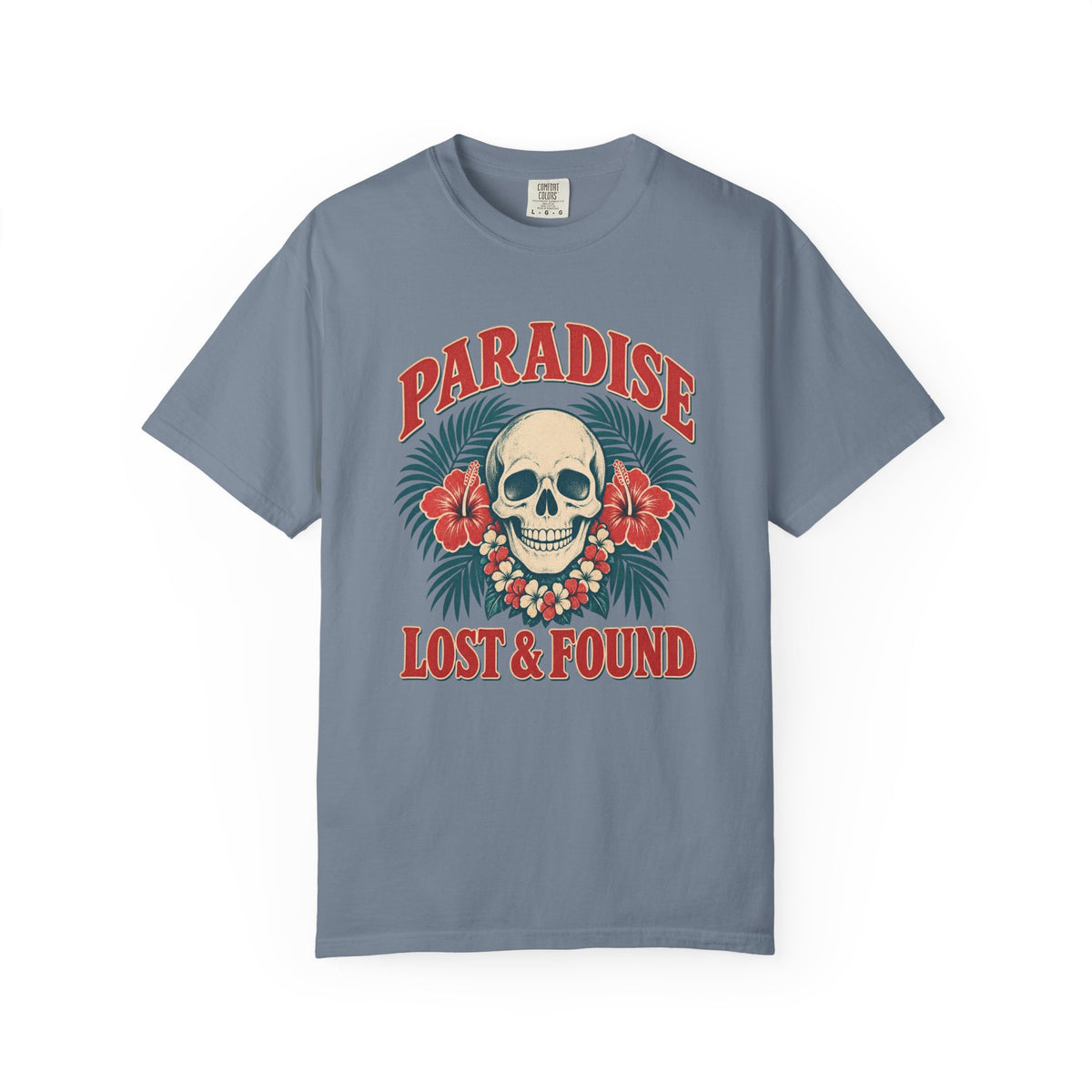 Paradise Lost and Found Tee | Tropical Skull Hibiscus Shirt | Vintage Surf T-Shirt | Comfort Colors Pepper