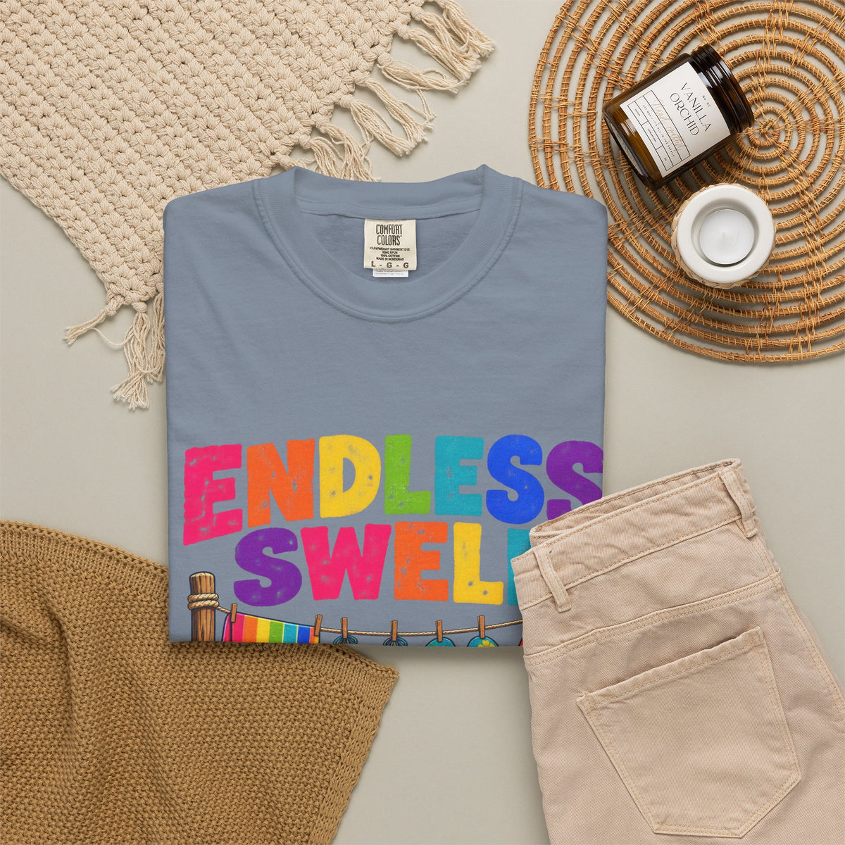 Endless Swell Season Tee | Retro Beach Clothesline Shirt | Colorful Surf T-Shirt | Comfort Colors