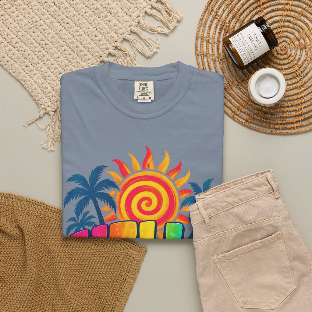Hello Sunshine Tee | Retro Spiral Sun Shirt | Cute Summer T-Shirt | Comfort Colors