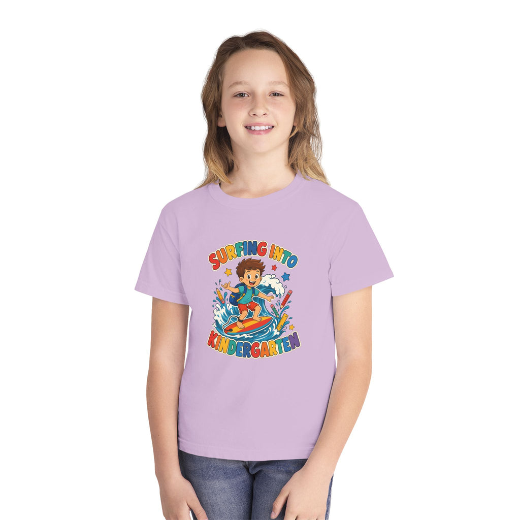 Surfing Into Kindergarten Kids Tee | Kindergarten Surf Shirt | Youth Beach T-Shirt | Surf Kid Gift