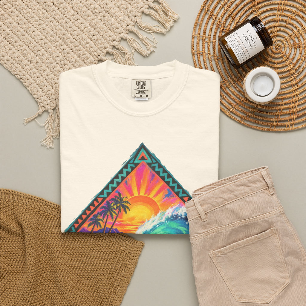 Tribal Barrel Wave Surf Shirt | Polynesian Surfer Tee | Comfort Colors T-Shirt