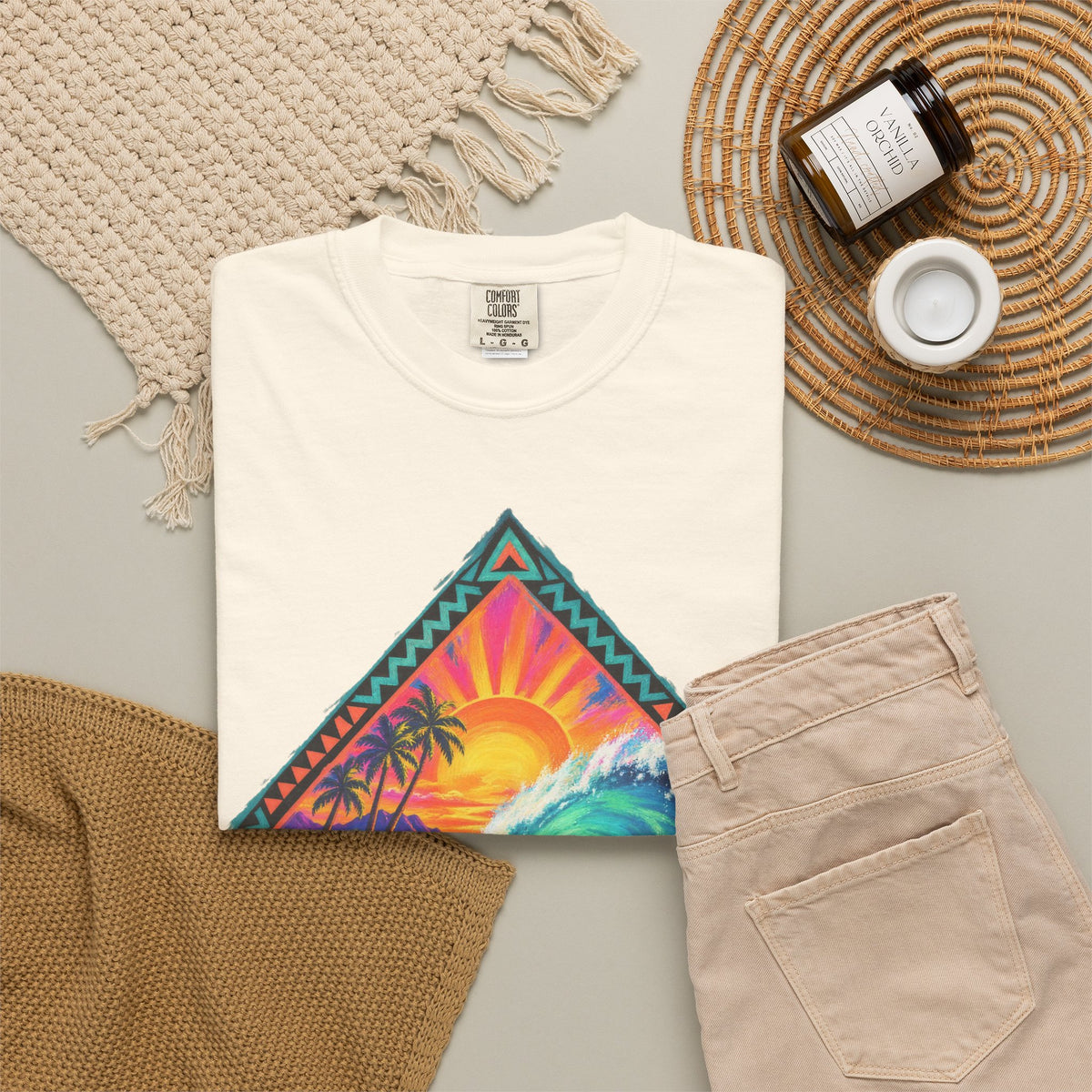 Tribal Barrel Wave Surf Shirt | Polynesian Surfer Tee | Comfort Colors T-Shirt