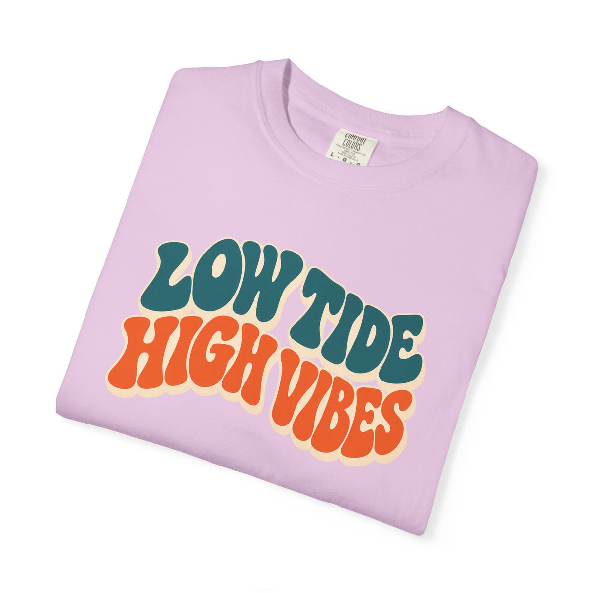 Low Tide High Vibes Tee | Retro Wavy Beach T-Shirt | Good Vibes Summer Shirt | Comfort Colors Gift