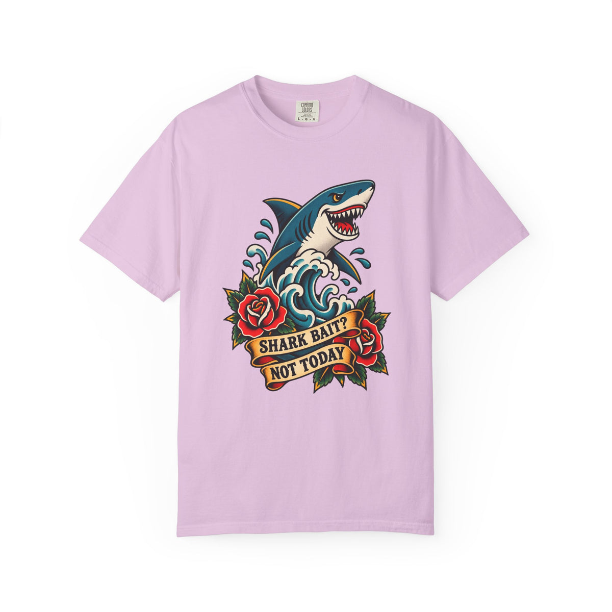 Shark Bait Not Today Tee | Tattoo Style Shark Shirt | Old School Surf T-Shirt | Comfort Colors Surfer Gift