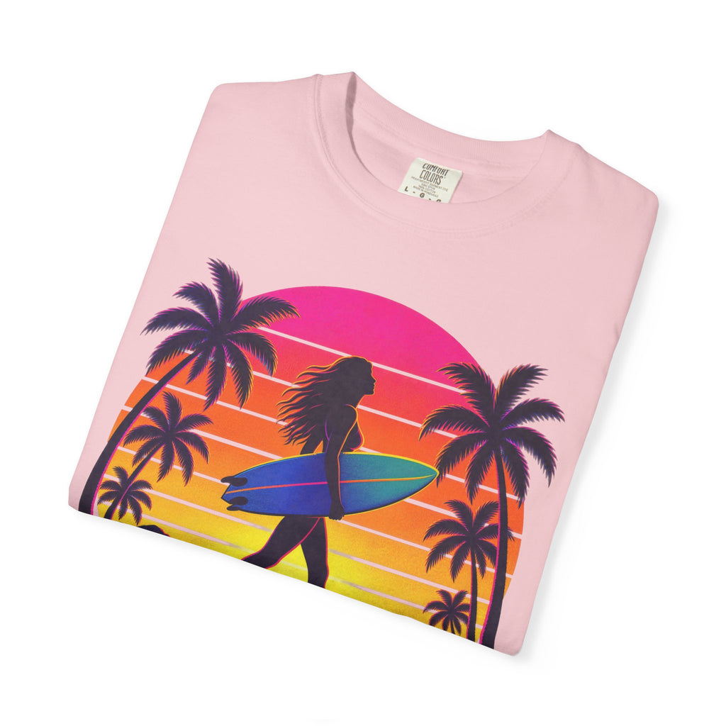 Chasing Sunsets Tee | Synthwave Sunset Surf Girl Shirt | Retro Palm T-Shirt | Comfort Colors