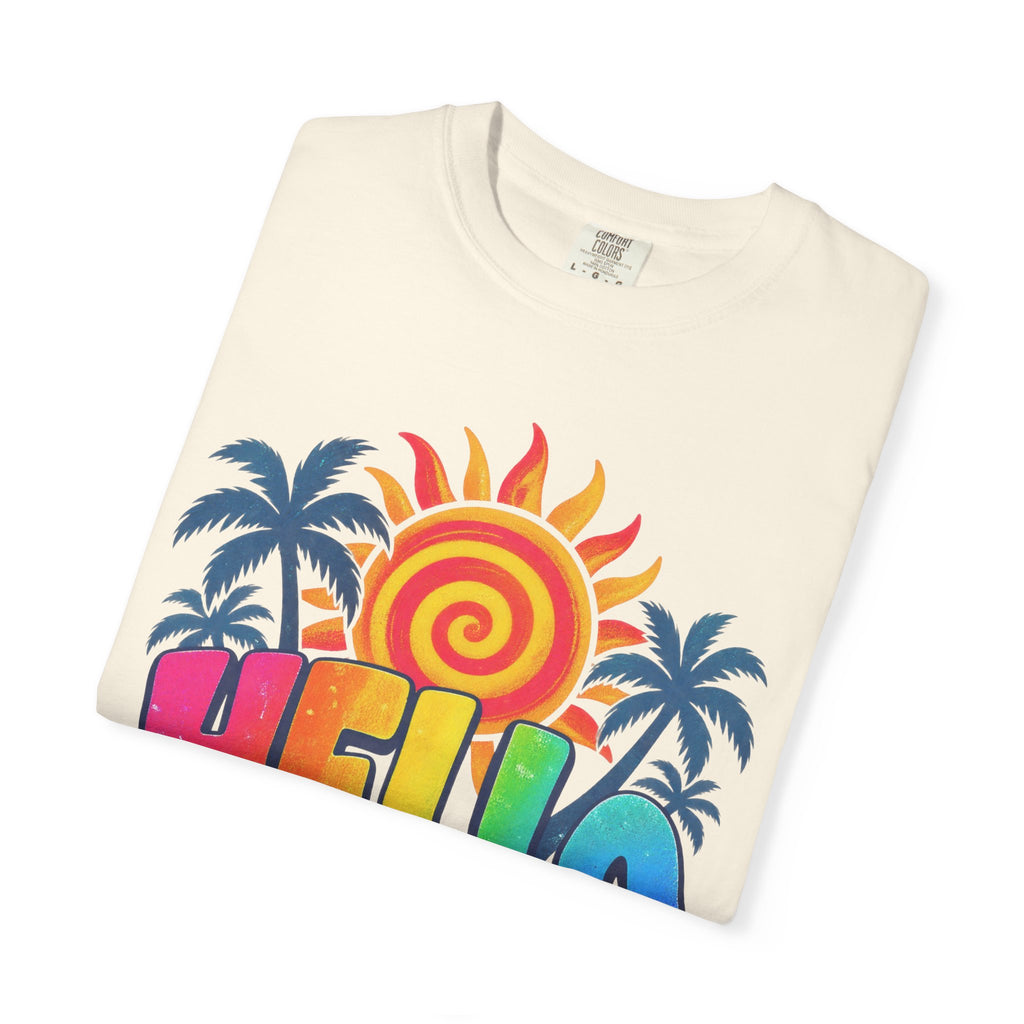 Hello Sunshine Tee | Retro Spiral Sun Shirt | Cute Summer T-Shirt | Comfort Colors