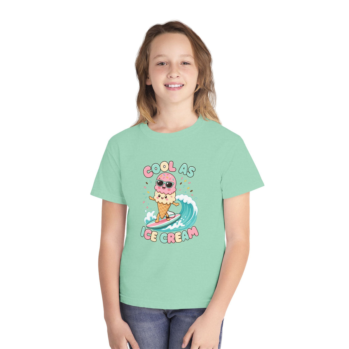 Cool As Ice Cream Kids Tee | Ice Cream Kids Shirt | Youth Beach T-Shirt | Surf Kid Gift