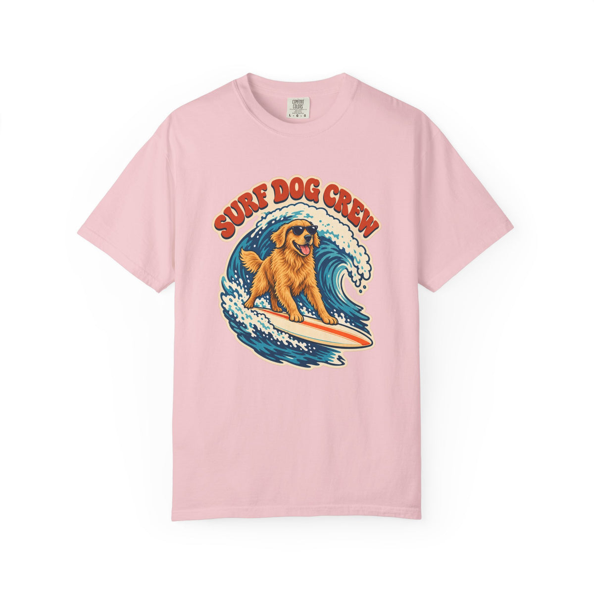 Surf Dog Crew Tee | Golden Retriever Surfing Shirt | Funny Dog Lover Surf T-Shirt | Comfort Colors