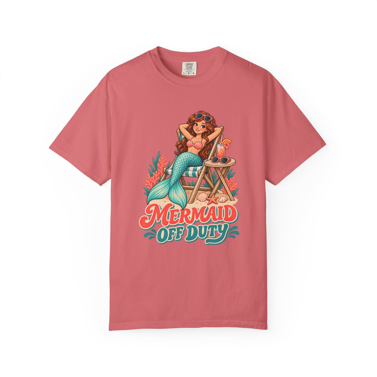 Mermaid Off Duty Tee | Cute Mermaid Beach Chair Shirt | Funny Vacation T-Shirt | Comfort Colors Watermelon