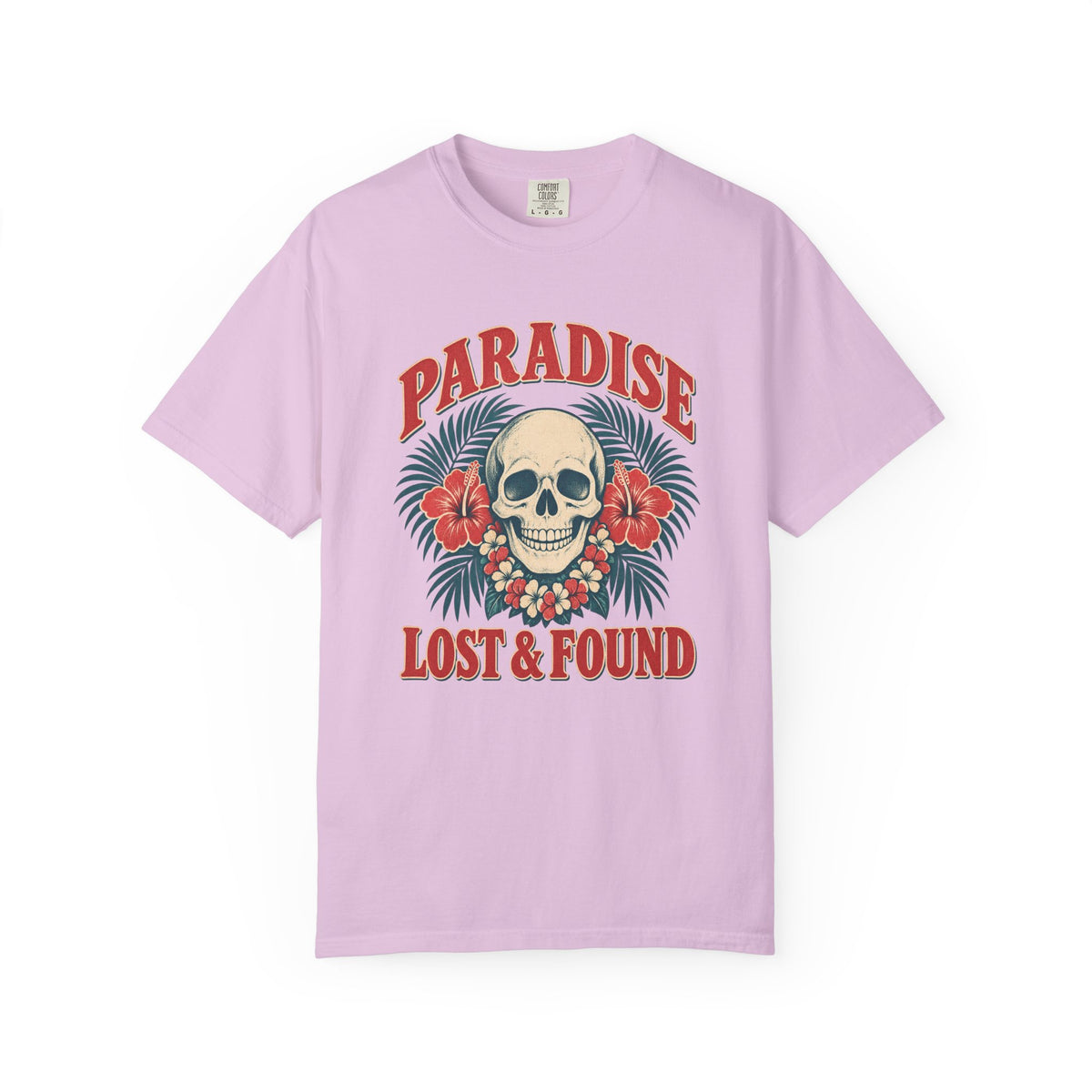 Paradise Lost and Found Tee | Tropical Skull Hibiscus Shirt | Vintage Surf T-Shirt | Comfort Colors Pepper