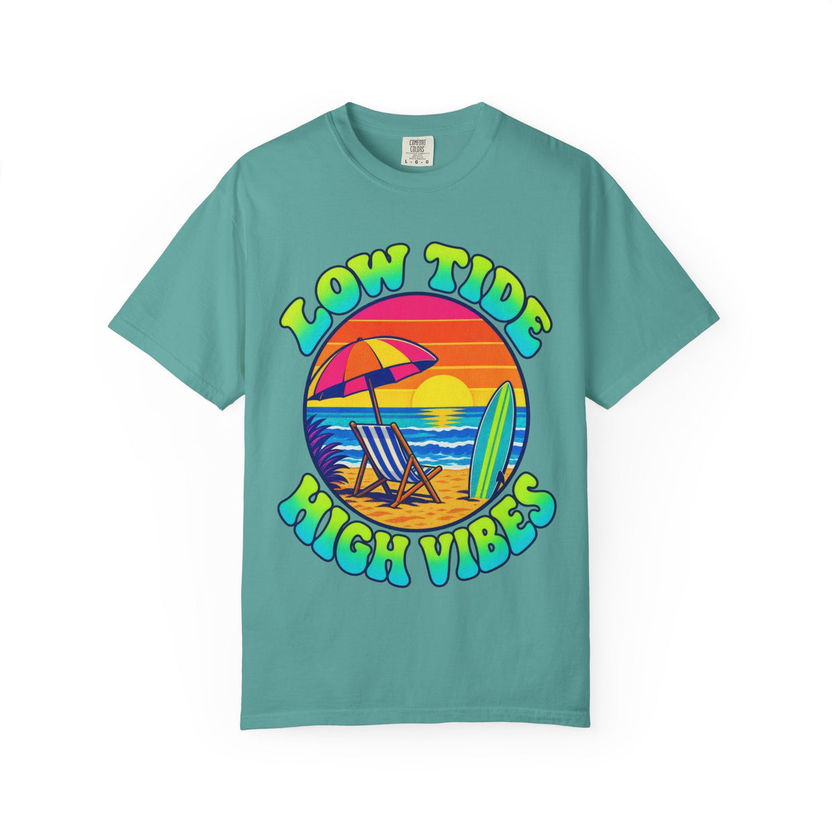 Low Tide High Vibes Tee | Good Vibes Beach Shirt | Colorful Tide Pool T-Shirt | Comfort Colors