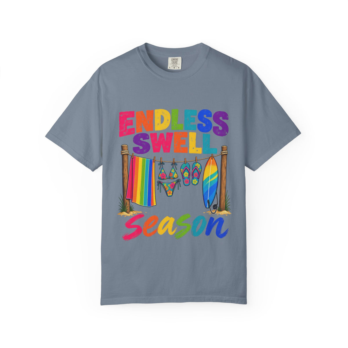 Endless Swell Season Tee | Retro Beach Clothesline Shirt | Colorful Surf T-Shirt | Comfort Colors