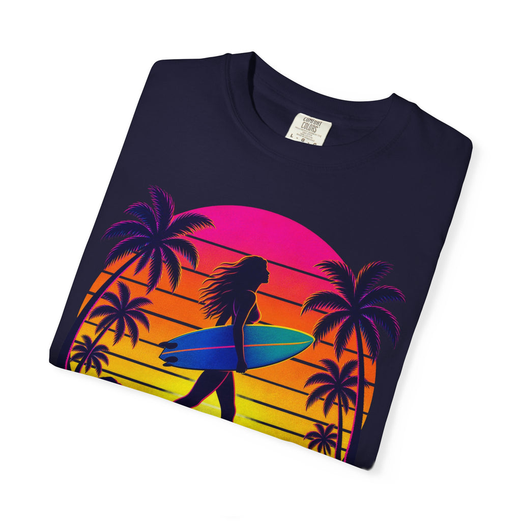 Chasing Sunsets Tee | Synthwave Sunset Surf Girl Shirt | Retro Palm T-Shirt | Comfort Colors