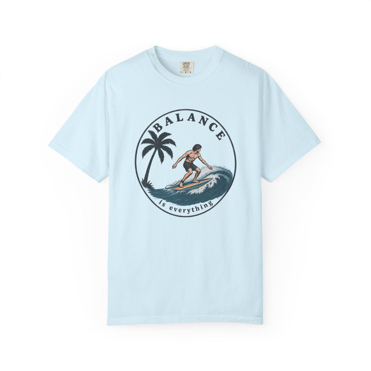 Balance Is Everything Tee | Vintage Surfer Badge Shirt | Inspirational Surf T-Shirt | Comfort Colors Gift
