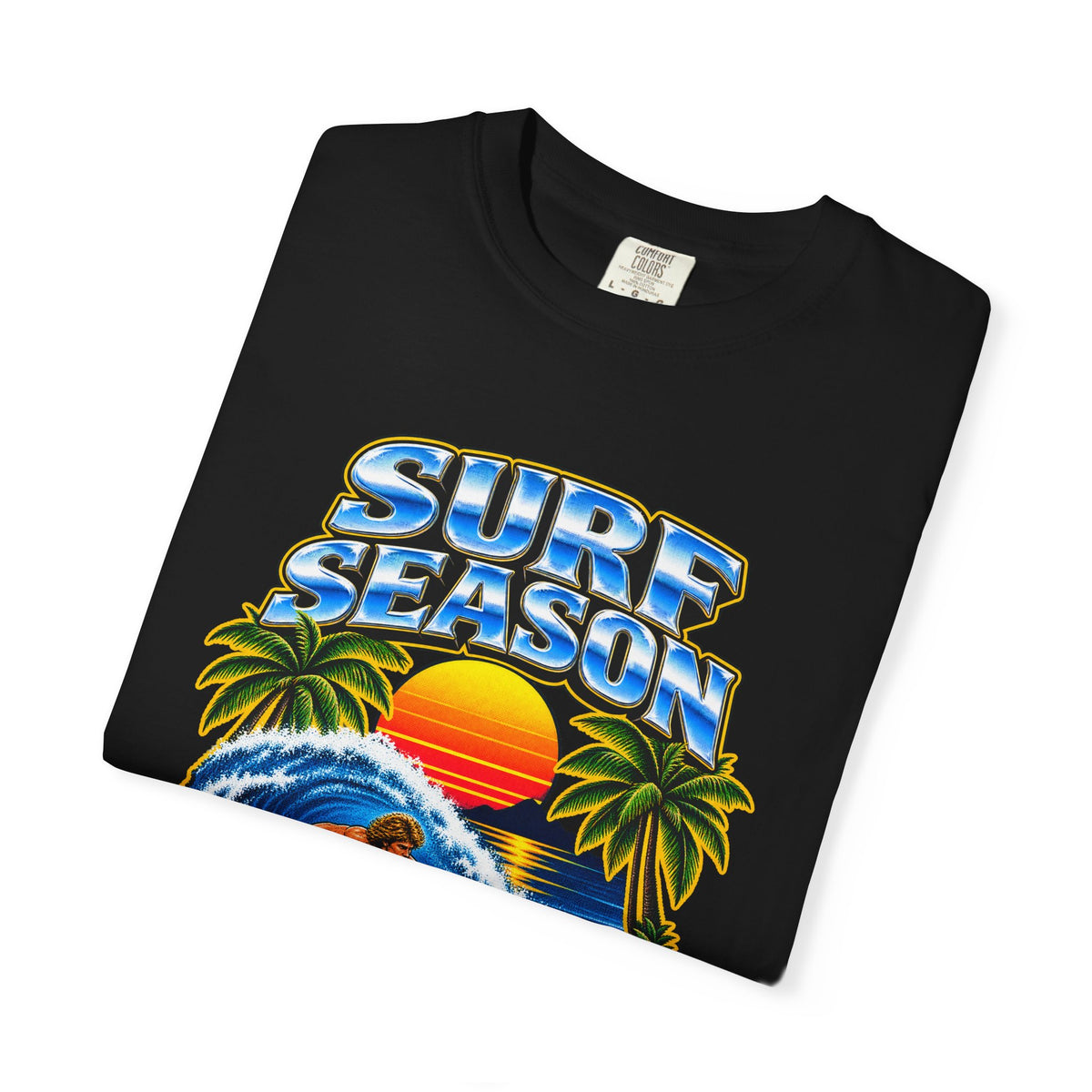 Surf Season Tee | Retro 80s Airbrush Surfer Shirt | Vintage Bootleg Style Wave T-Shirt | Comfort Colors