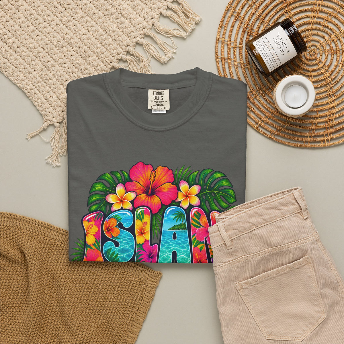 Island Girl Tee | Tropical Girl Shirt | Hibiscus Beach T-Shirt | Comfort Colors