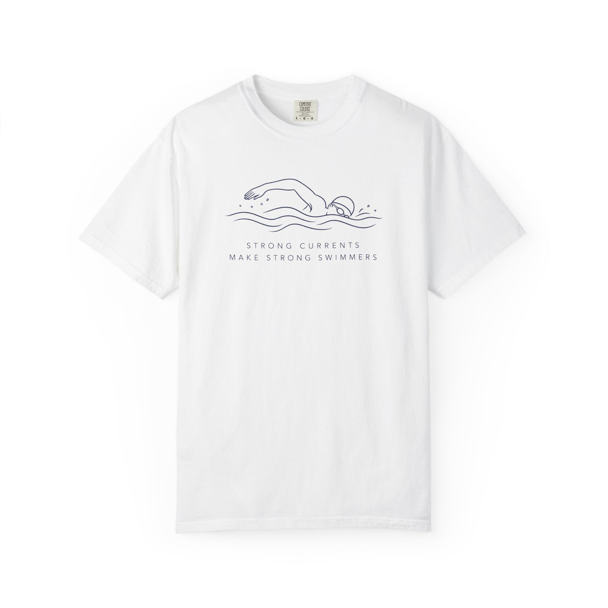 Strong Currents Make Strong Swimmers Tee | Swimmer Line Art Shirt | Motivational Ocean T-Shirt | Comfort Colors