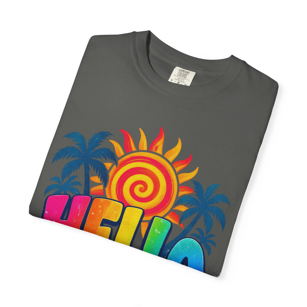 Hello Sunshine Tee | Retro Spiral Sun Shirt | Cute Summer T-Shirt | Comfort Colors