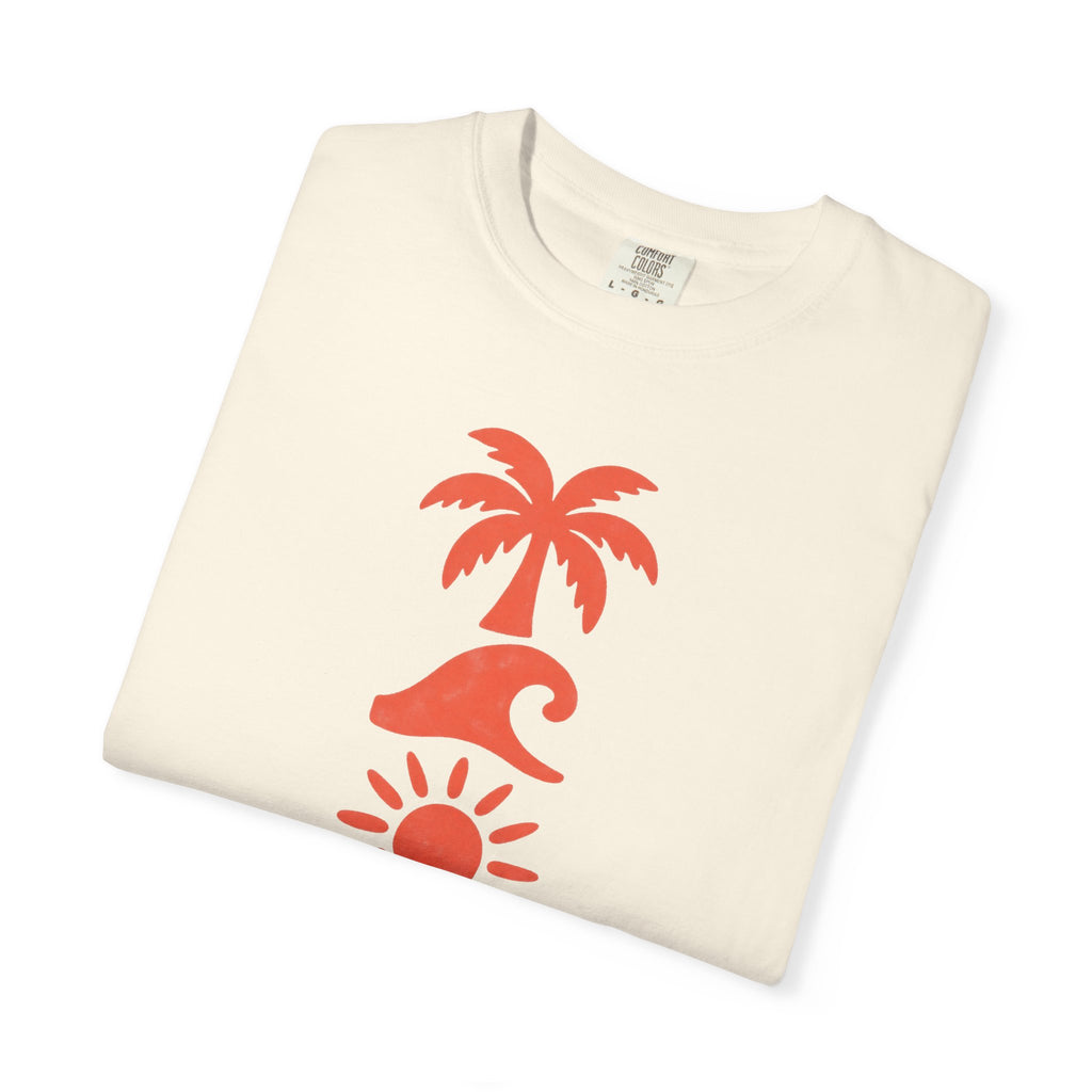 Palm Wave Totem Shirt | Stamp Column Beach Tee | Comfort Colors T-Shirt