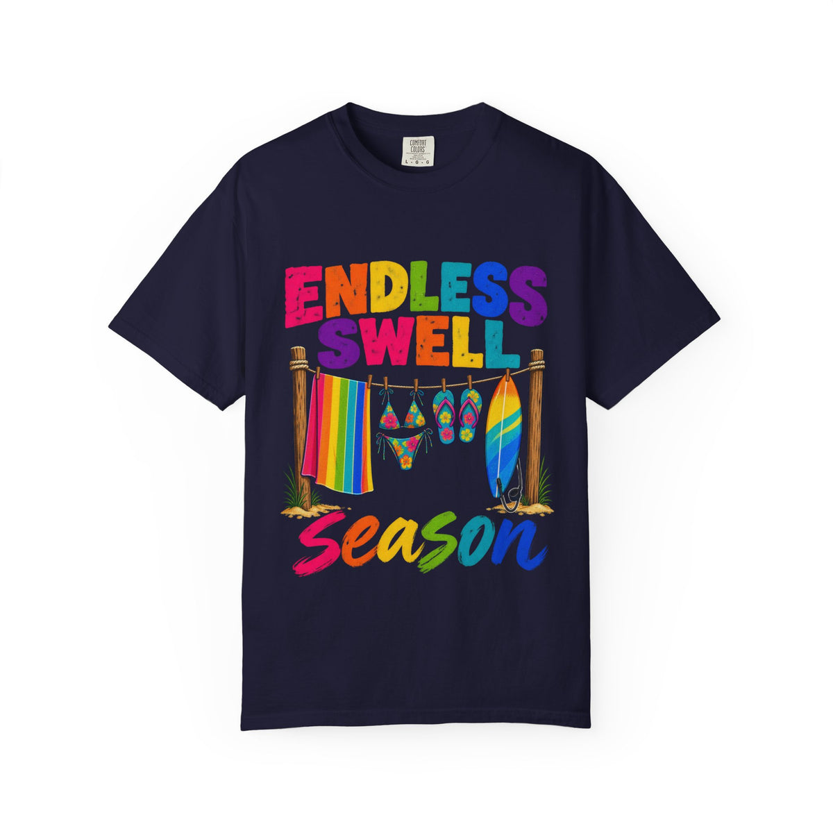 Endless Swell Season Tee | Retro Beach Clothesline Shirt | Colorful Surf T-Shirt | Comfort Colors