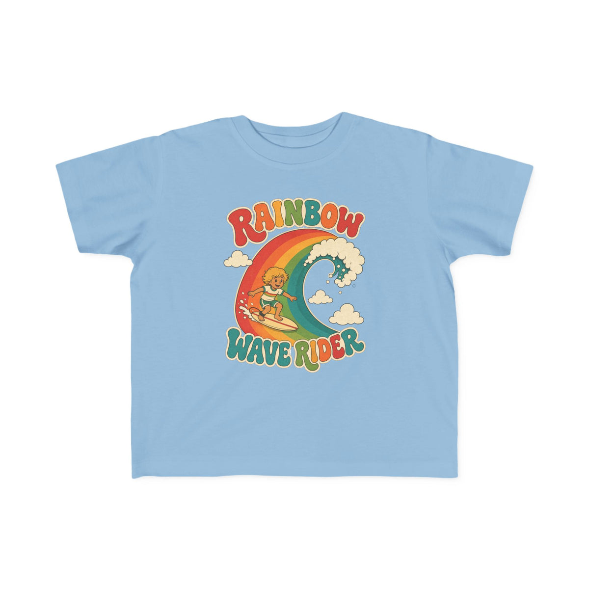 Rainbow Wave Rider Kids Tee | Rainbow Wave Kids Shirt | Toddler Beach T-Shirt | Surf Kid Gift