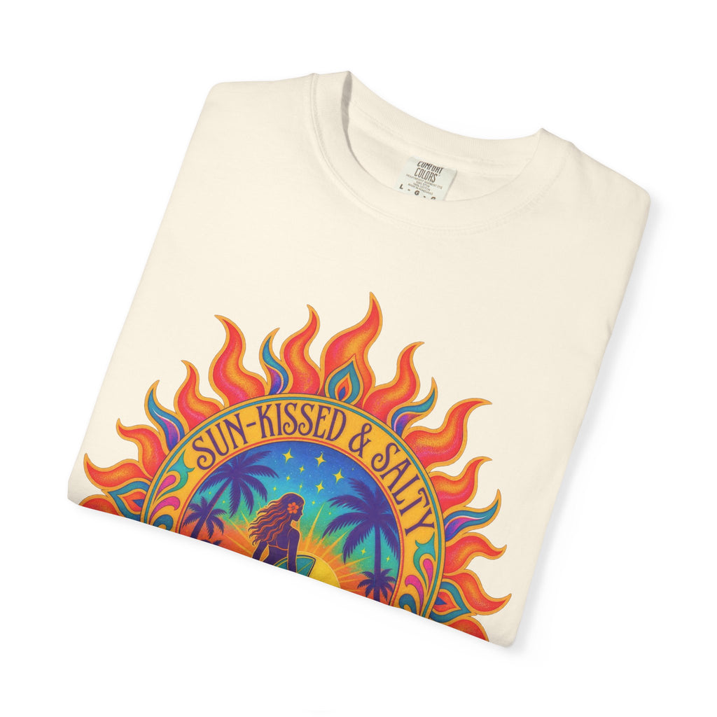 Sun-Kissed & Salty Tee | Sun Mandala Surf Girl Shirt | Boho Beach T-Shirt | Comfort Colors