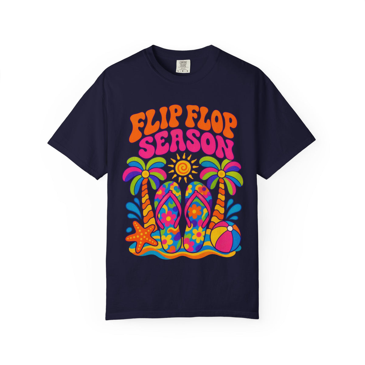 Flip Flop Season Tee | Summer Beach Shirt | Colorful Sandals T-Shirt | Comfort Colors