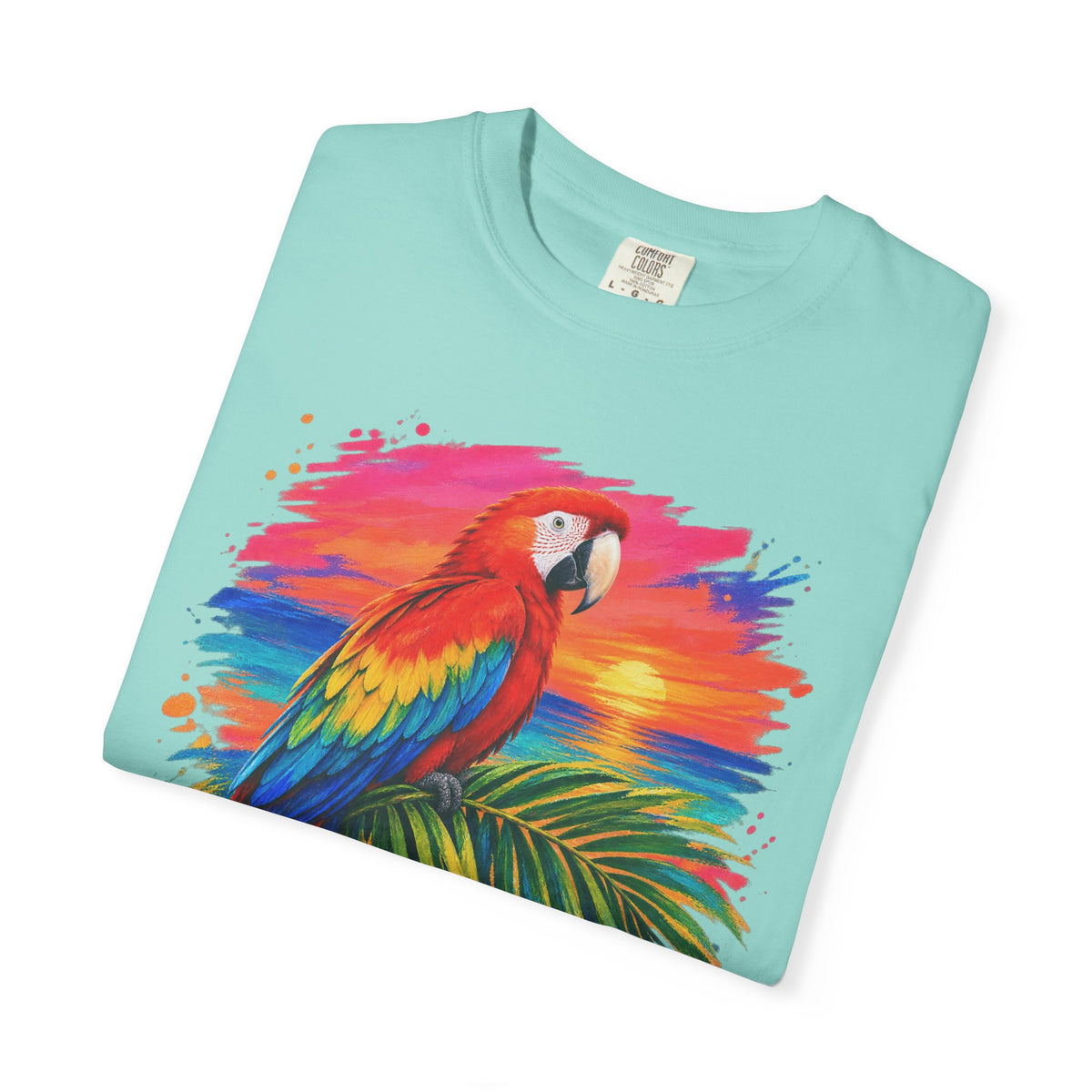 Macaw Parrot Sunset Shirt | Tropical Bird Hibiscus Tee | Comfort Colors T-Shirt