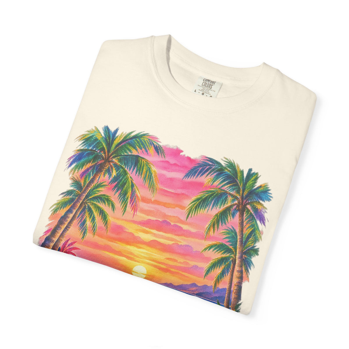 Pastel Palm Sunset Shirt | Watercolour Tropical Beach Tee | Comfort Colors T-Shirt