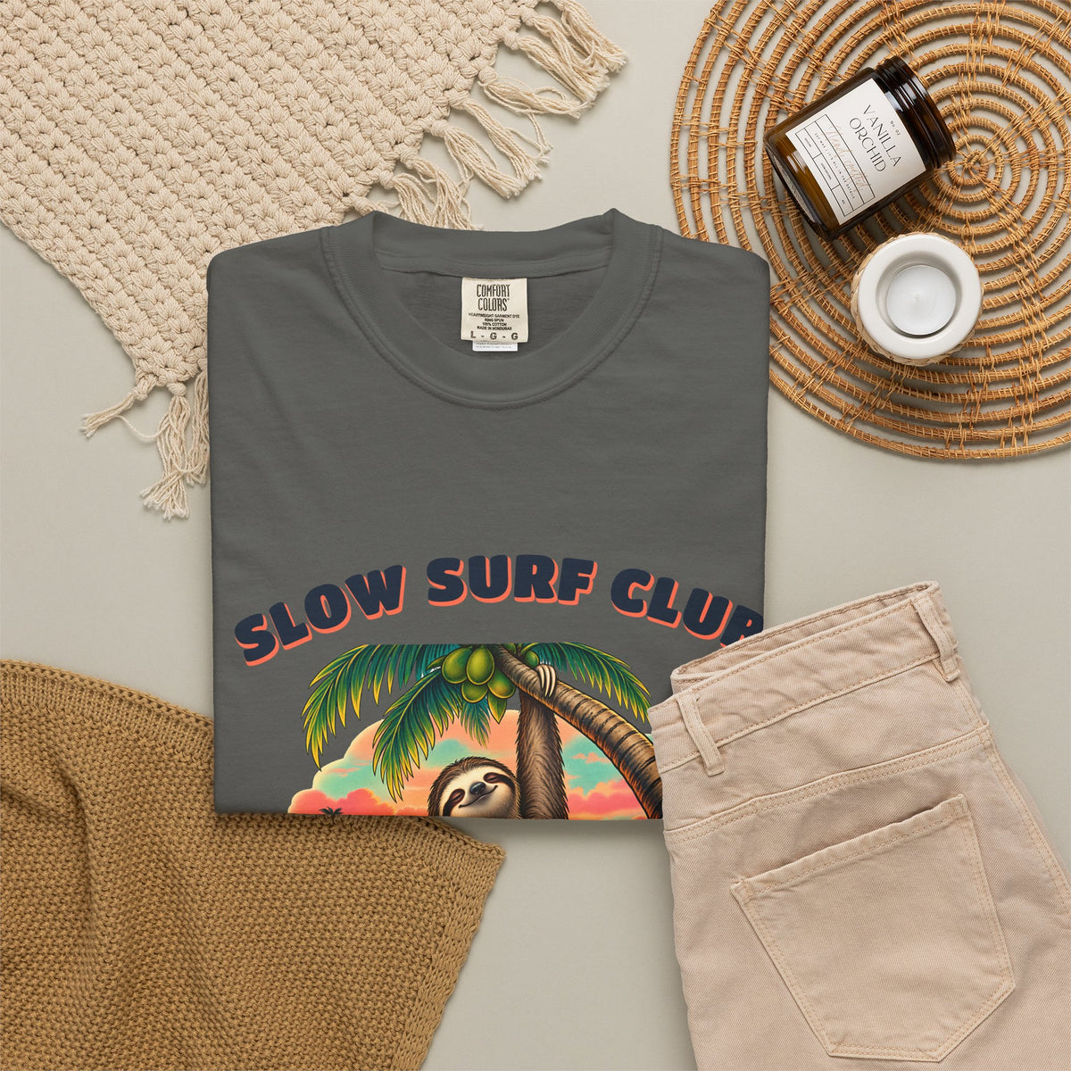 Slow Surf Club Sloth Shirt | Funny Sloth Surf Tee | Comfort Colors T-Shirt