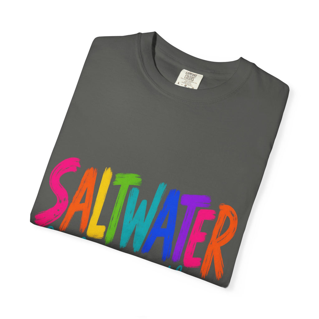 Saltwater Heals Everything Tee | Ocean Therapy Shirt | Colorful Brush Letter T-Shirt | Comfort Colors