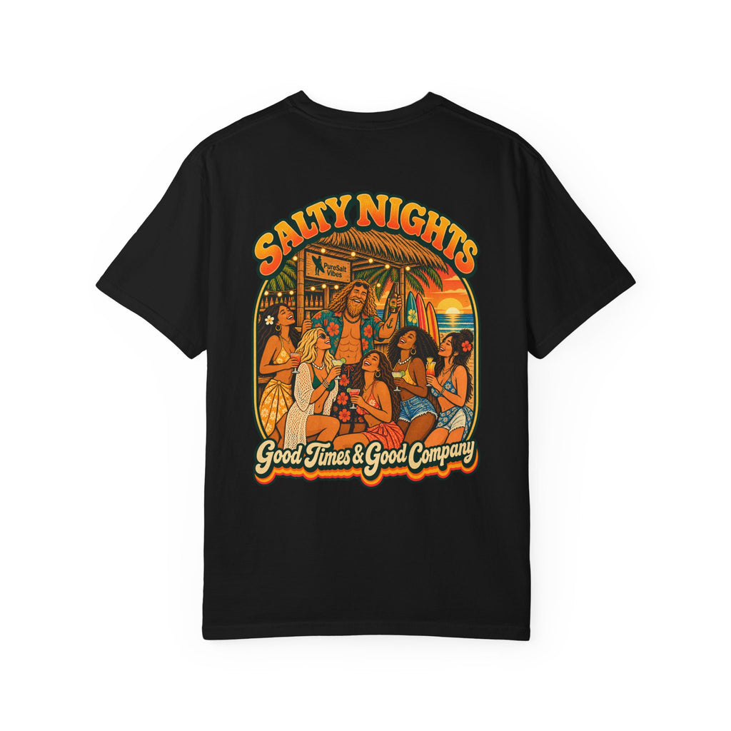 Salty Nights T-Shirt — "Good Times & Good Company" Beach Sunset Graphic Tee
