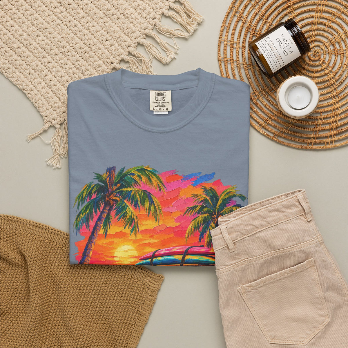 Surf Van Sunset Shirt | Retro Camper Van Beach Tee | Comfort Colors T-Shirt