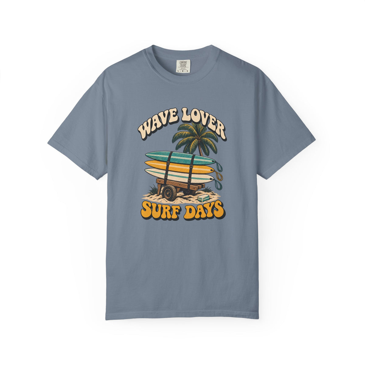 Wave Lover Surf Days Tee | Retro Surfboard Cart Shirt | Vintage Beach T-Shirt | Comfort Colors Gift
