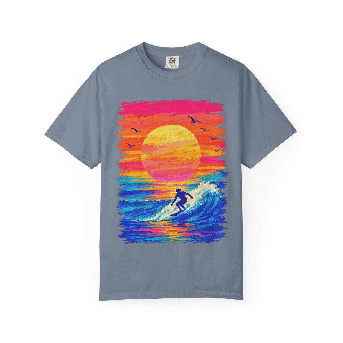 Grunge Sunset Surfer Shirt | Retro Stripe Surf Tee | Comfort Colors T-Shirt
