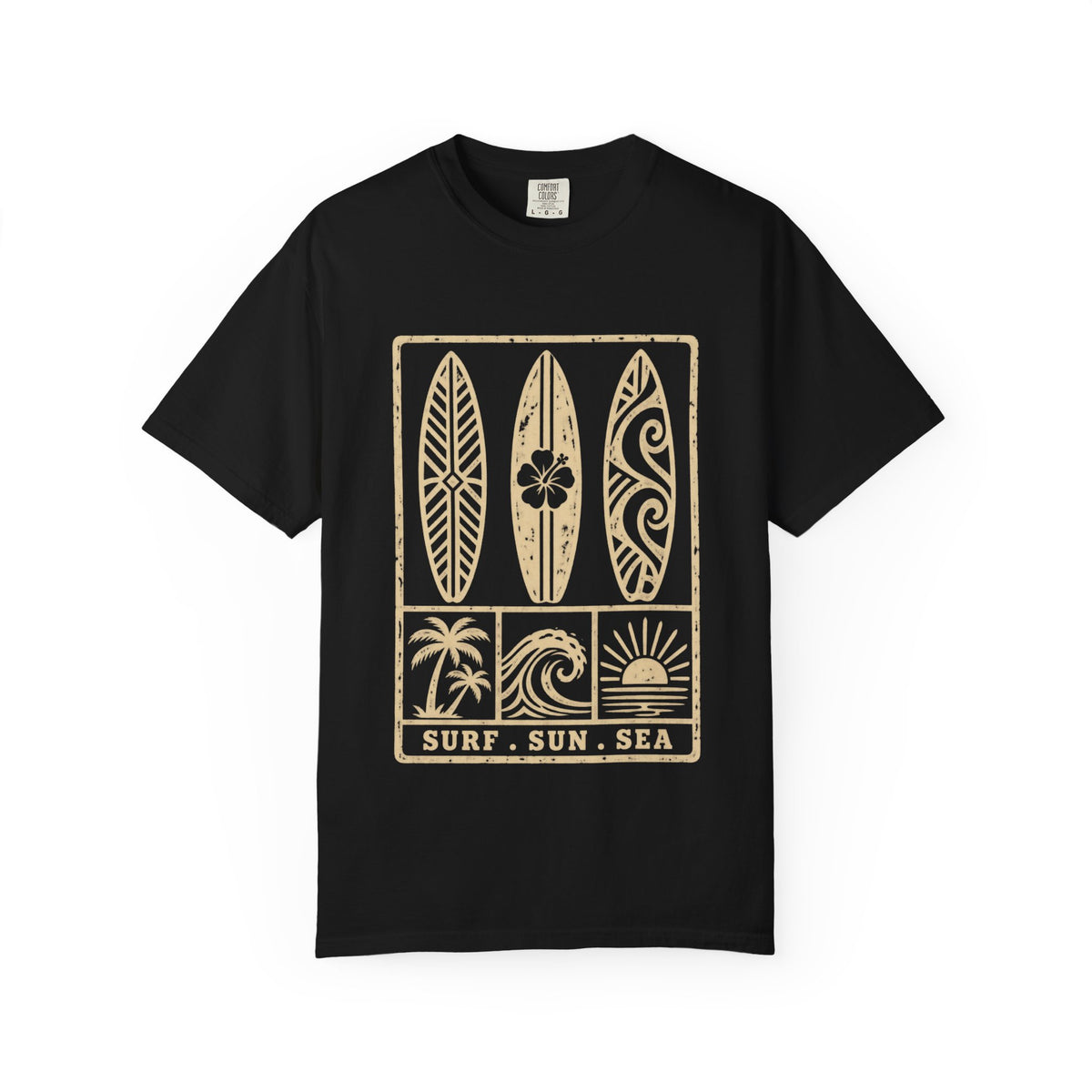 Surf Sun Sea Shirt | Vintage Surfboard Panels Tee | Comfort Colors T-Shirt