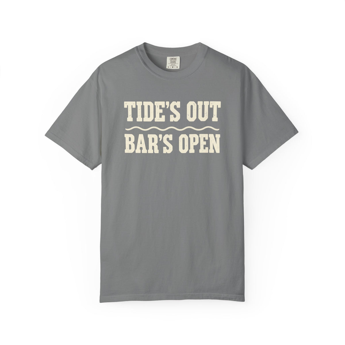 Tide's Out Bar's Open Tee | Funny Beach Bar Shirt | Drinking Vacation T-Shirt | Comfort Colors Island Tee