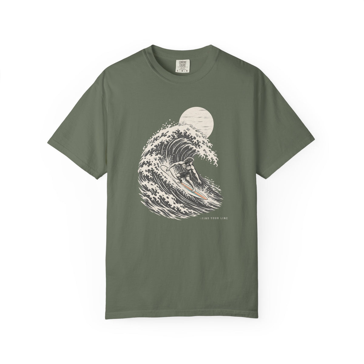 Find Your Line Tee | Vintage Surfer Wave Sketch Shirt | Inspirational Surf T-Shirt | Comfort Colors Gift