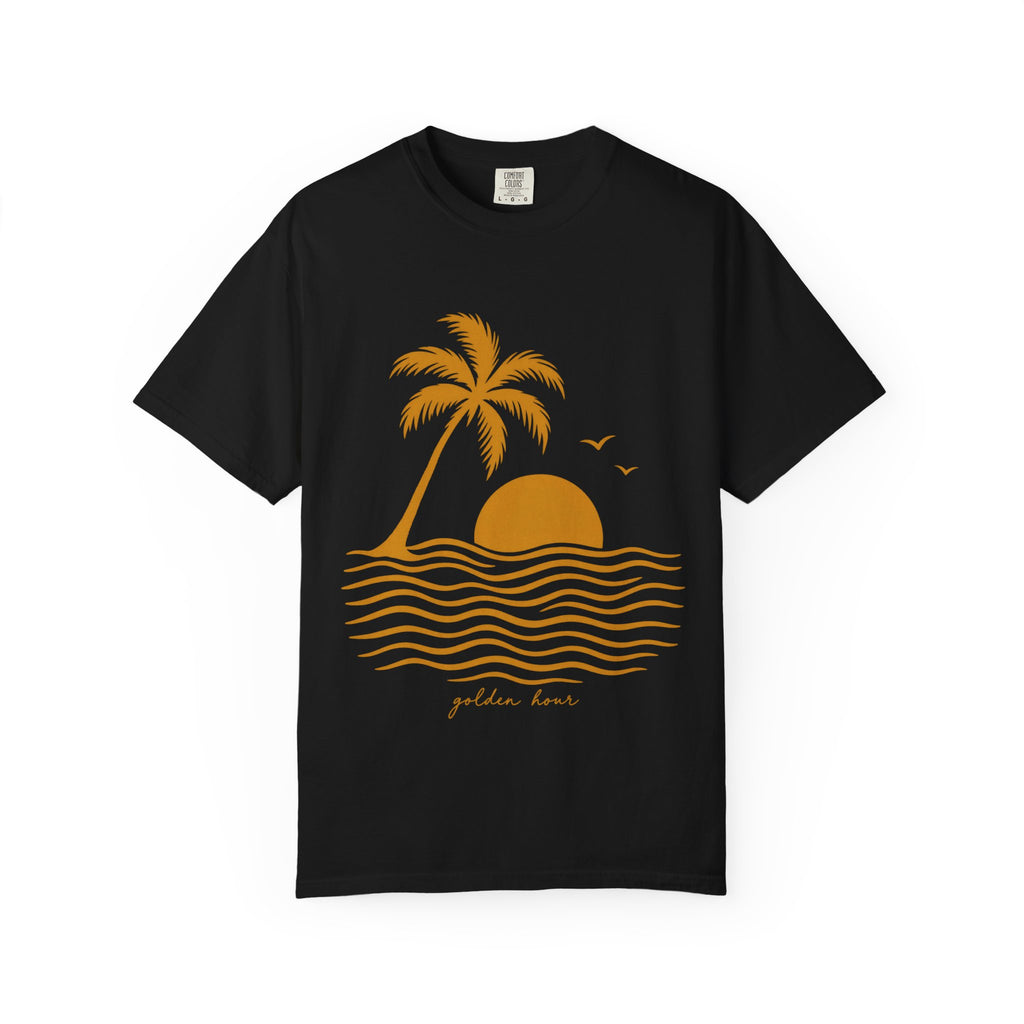 Golden Hour Palm Shirt | Minimal Sunset Wave Lines Tee | Comfort Colors T-Shirt