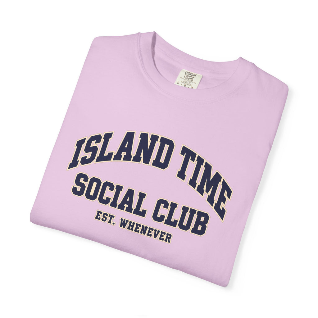 Island Time Social Club Tee | Est. Whenever | Varsity Beach T-Shirt | Comfort Colors Vacation Shirt