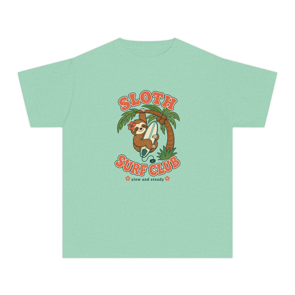 Sloth Surf Club Kids Tee | Sloth Kids Shirt | Youth Beach T-Shirt | Surf Kid Gift