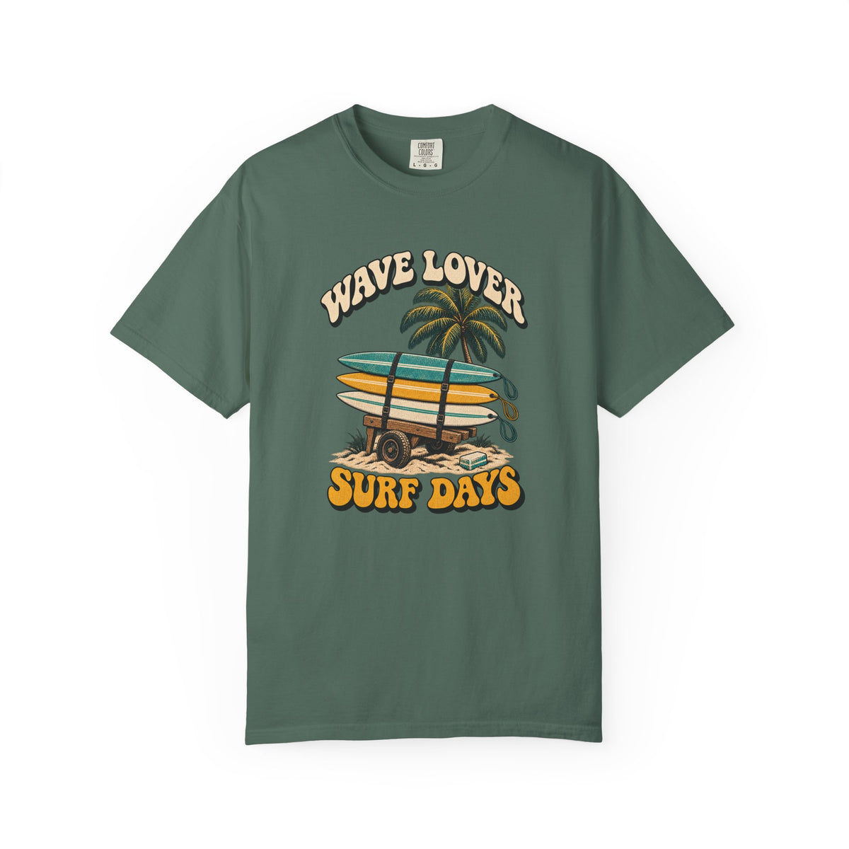Wave Lover Surf Days Tee | Retro Surfboard Cart Shirt | Vintage Beach T-Shirt | Comfort Colors Gift