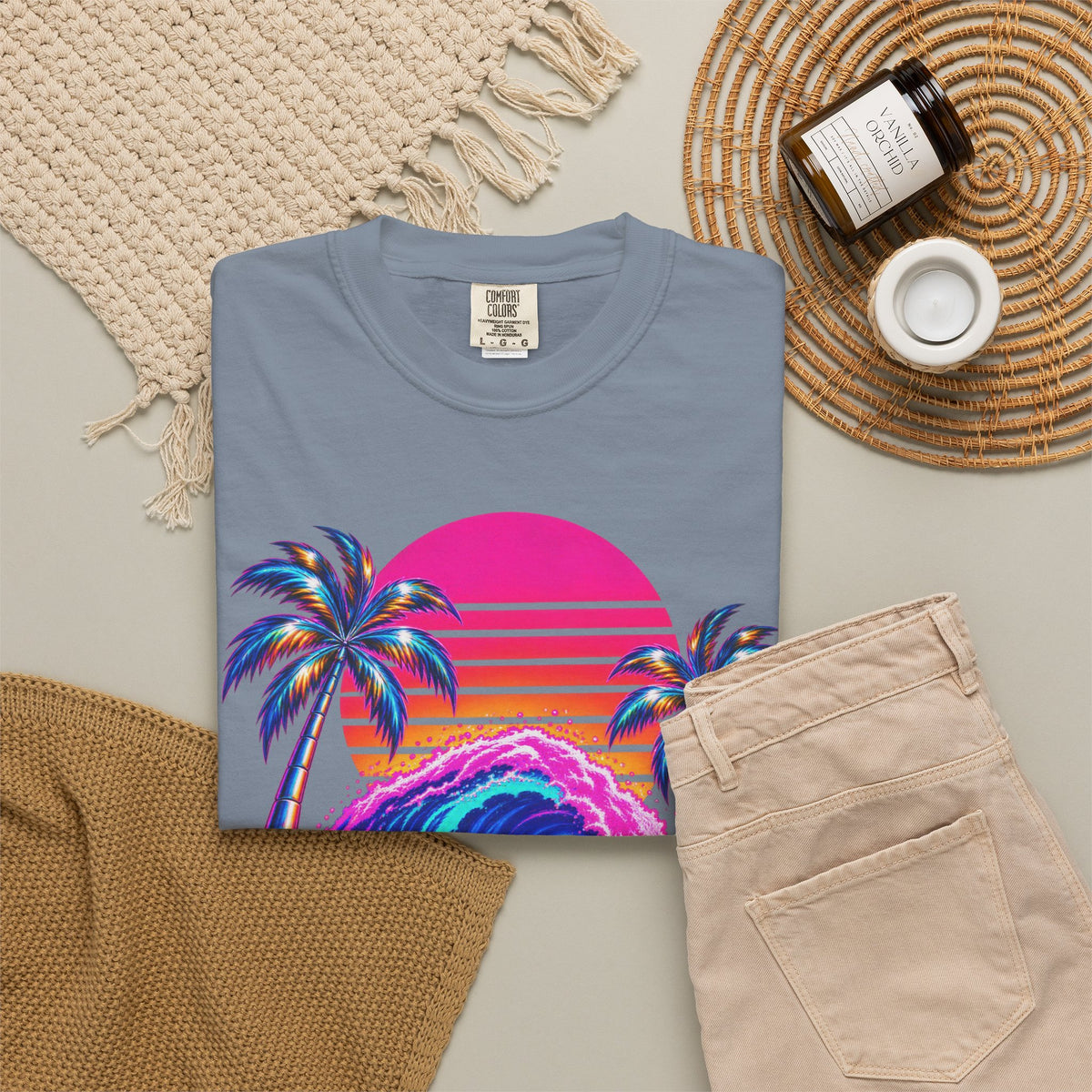 Neon Swell Tee | 80s Neon Surf Shirt | Retro Wave T-Shirt | Comfort Colors